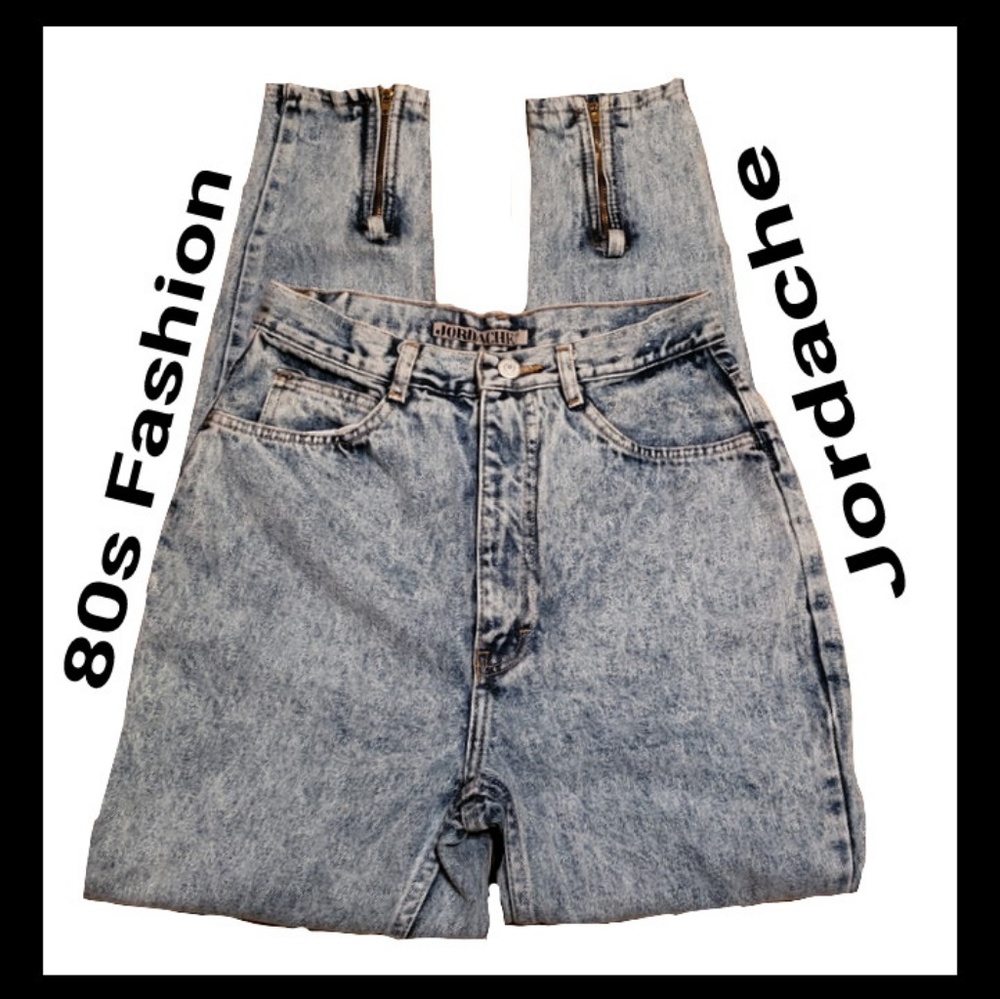 80s Fashion Jordache zipped ankle Jeans.